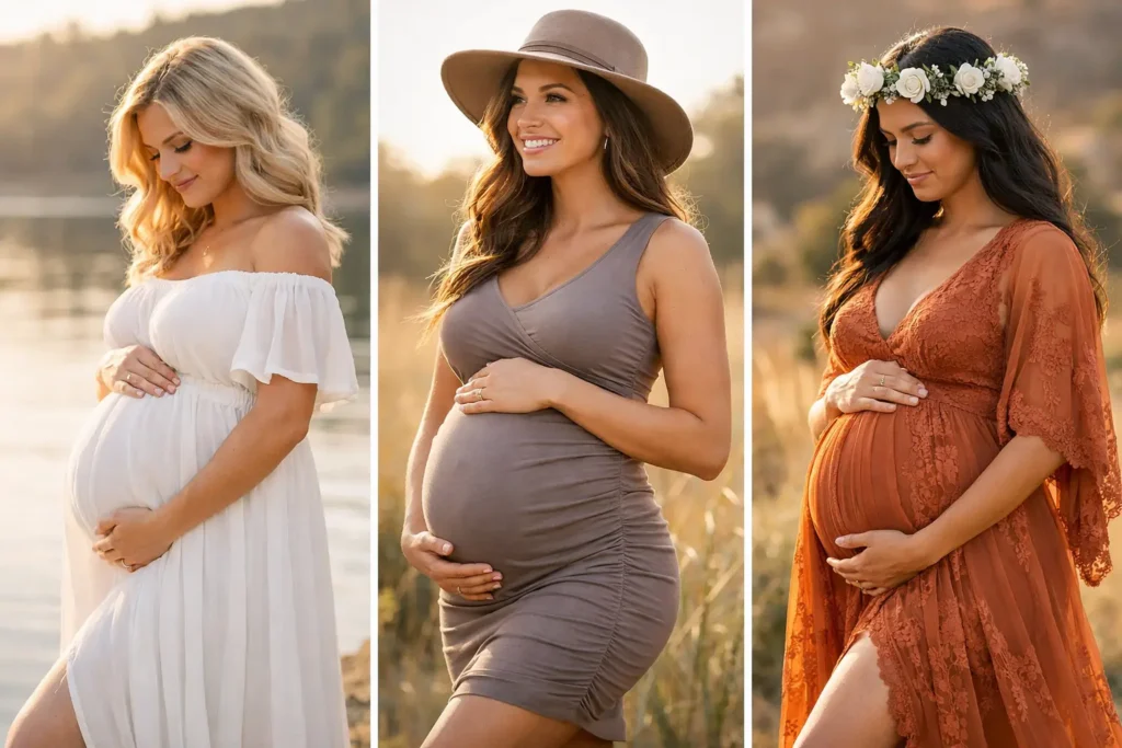 Most Flattering Outdoor Maternity Photoshoot Outfit Styles