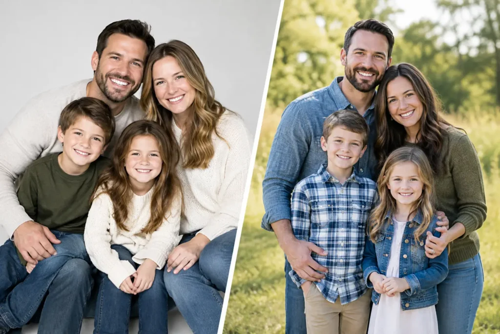 Family Studio Versus Outdoor Portraits for Your Family